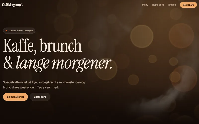 Forside for eksemplet Café Morgenrød