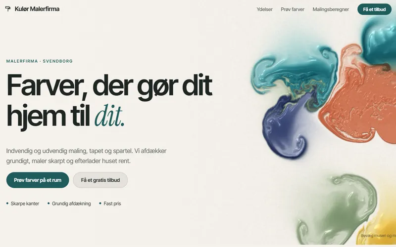 Forside for eksemplet Kulør Malerfirma