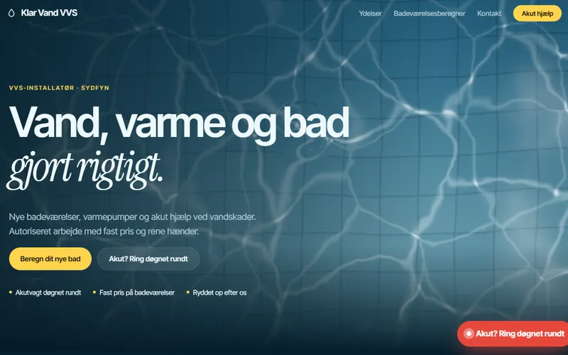 Forside for eksemplet Klar Vand VVS